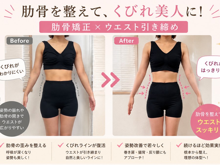 美容整体による姿勢・くびれの変化がわかるBefore/After写真
